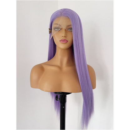 Silver Soul Ape Purple Long Straight Hairpiece Head Cover 13 4 Hand Hook Front Lace Anime COS Versatile Female image 4