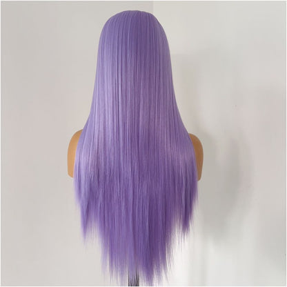 Silver Soul Ape Purple Long Straight Hairpiece Head Cover 13 4 Hand Hook Front Lace Anime COS Versatile Female