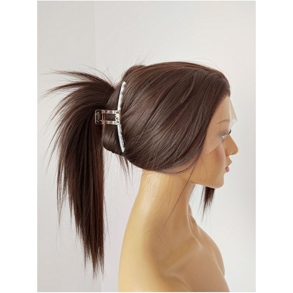Wig Natural Red Brown Front Lace Hand Hook Simulation Wig Long Straight Full Top Wig Cover Daily Versatile Cos image 3
