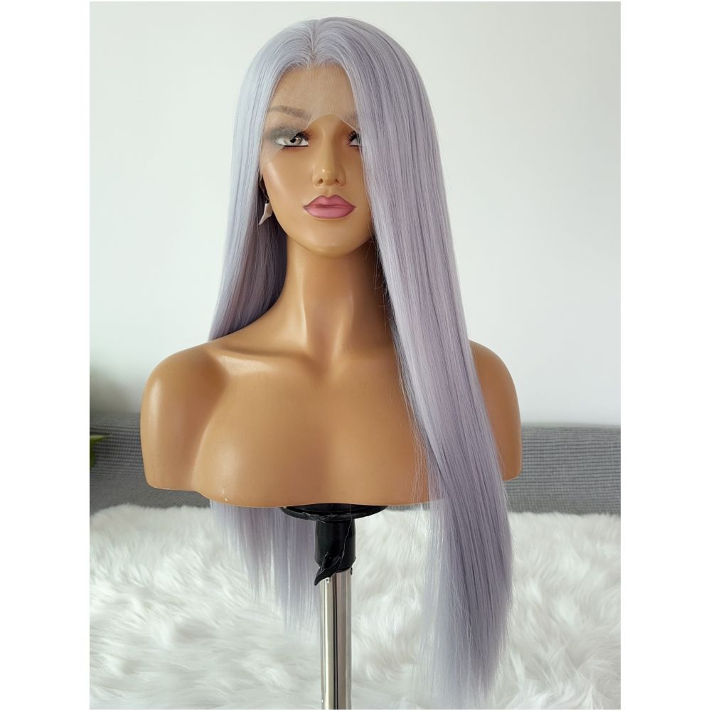 Ling Xiao Light Grey Purple Wig Full Headset 13x4 Hand Hook Lace High Temperature Silk Universal Anime COS Wig Easy to Care for image 2