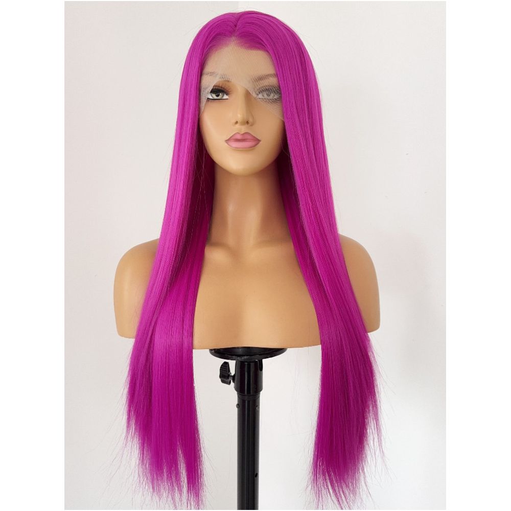 Zitanghuan Rose Red Wig Multi purpose Cosplay High Temperature Silk Hand Crochet Lace Wig Full Headpiece Long Straight Hair Biqi image 2