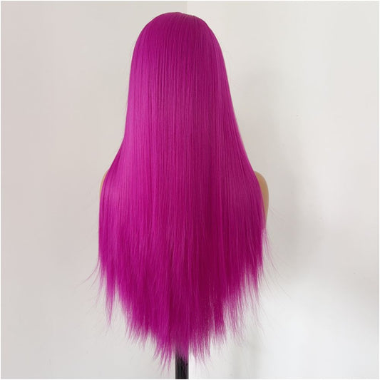 Zitanghuan Rose Red Wig Multi purpose Cosplay High Temperature Silk Hand Crochet Lace Wig Full Headpiece Long Straight Hair Biqi