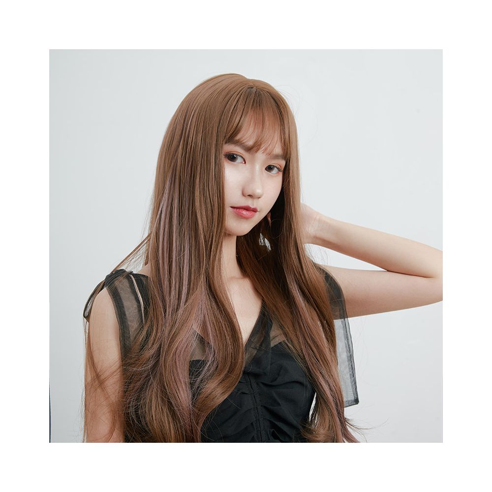 Ultra black wig set full top full head set women s high temperature silk long straight hair simulation high breathability cosplay wig image 5