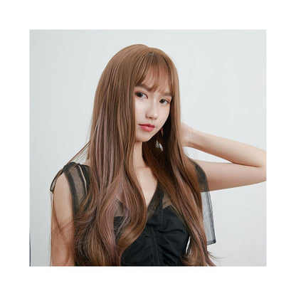Ultra black wig set full top full head set women s high temperature silk long straight hair simulation high breathability cosplay wig image 5