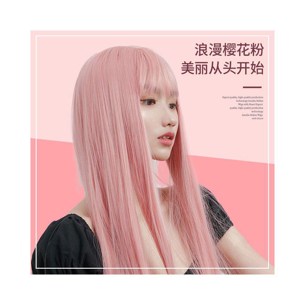 Ultra black wig set full top full head set women s high temperature silk long straight hair simulation high breathability cosplay wig