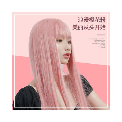 Ultra black wig set full top full head set women s high temperature silk long straight hair simulation high breathability cosplay wig