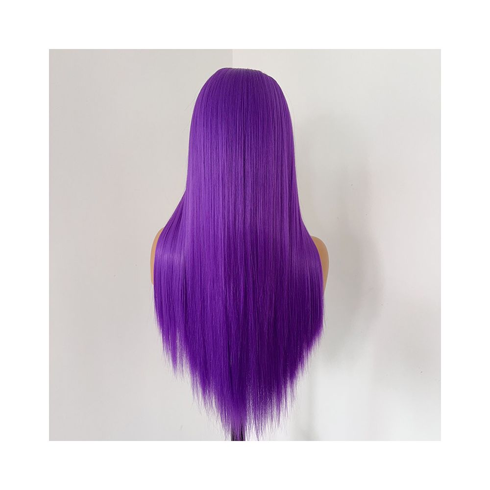Grape purple long straight hair matte front lace 13x4 animation anime COS universal wig woman