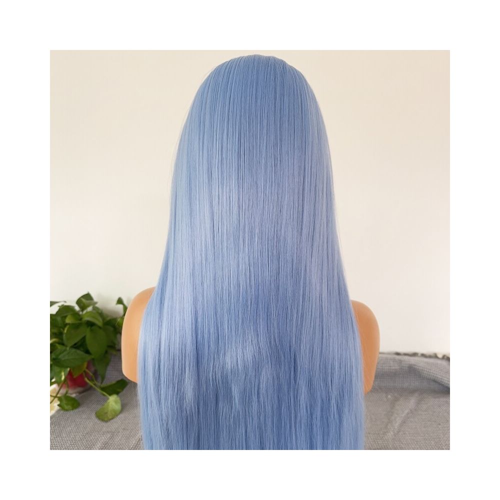 Ao Run Blue Wig Set Long Straight Hair 13x4 Hand Hook Lace Wig Full Headset Women s Chemical Fiber Anime COS Versatile