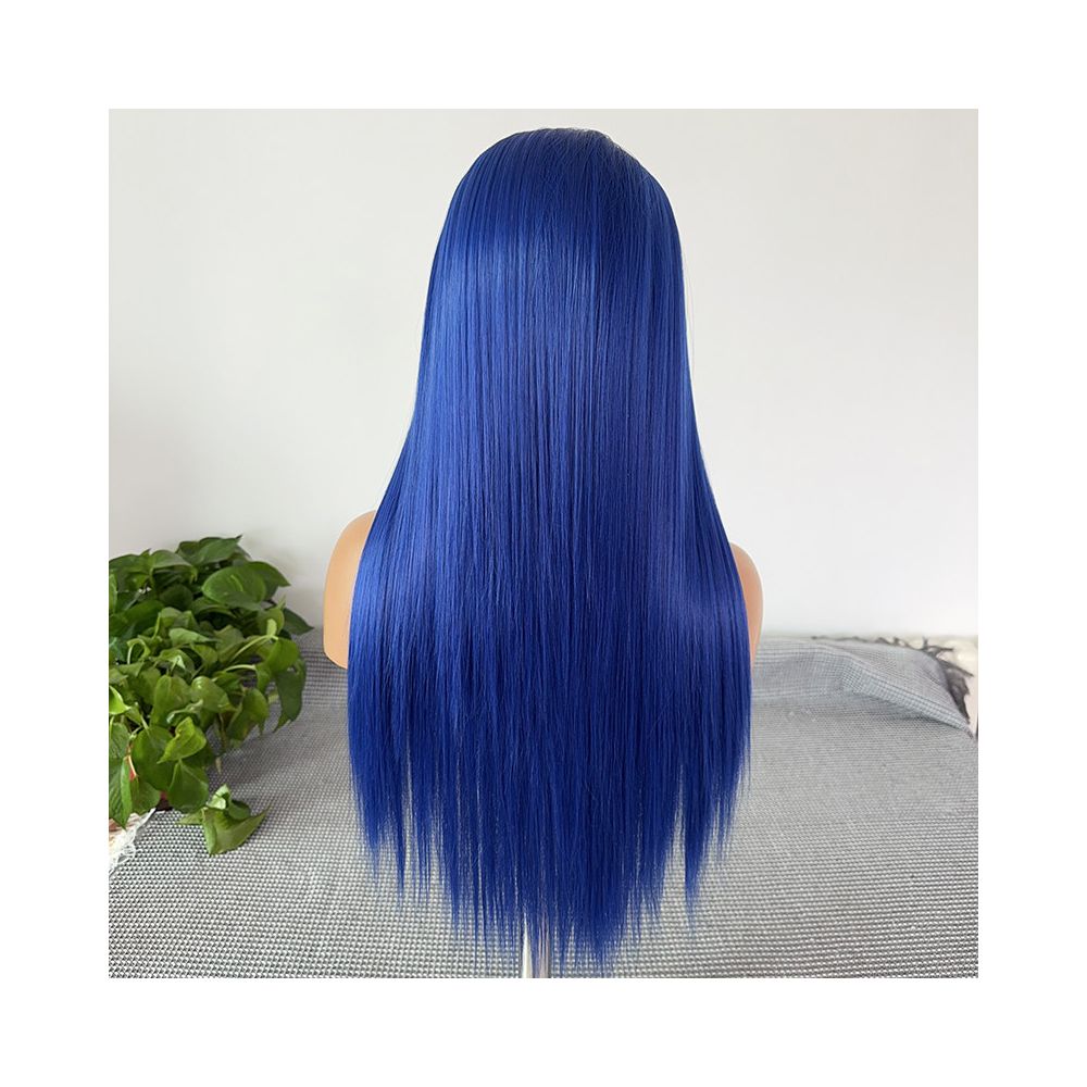 Ao Run Blue Wig Set Long Straight Hair 13x4 Hand Hook Lace Wig Full Headset Women s Chemical Fiber Anime COS Versatile