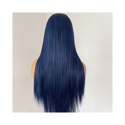 Ao Run Blue Wig Set Long Straight Hair 13x4 Hand Hook Lace Wig Full Headset Women s Chemical Fiber Anime COS Versatile