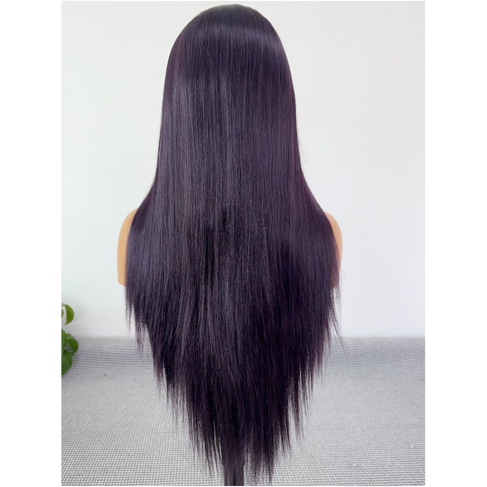 Angehime Black and Purple Wig 13x4 Hand hooked Lace Full Top Wig Anime Cosplay Multi purpose Synthetic Fiber Wig image 4