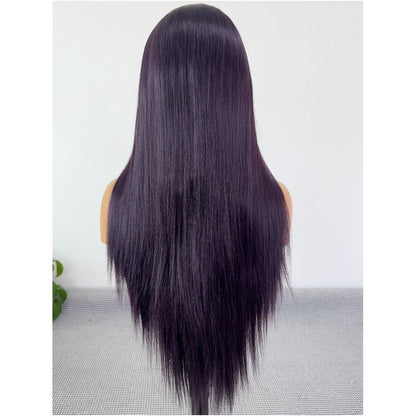 Angehime Black and Purple Wig 13x4 Hand hooked Lace Full Top Wig Anime Cosplay Multi purpose Synthetic Fiber Wig image 4