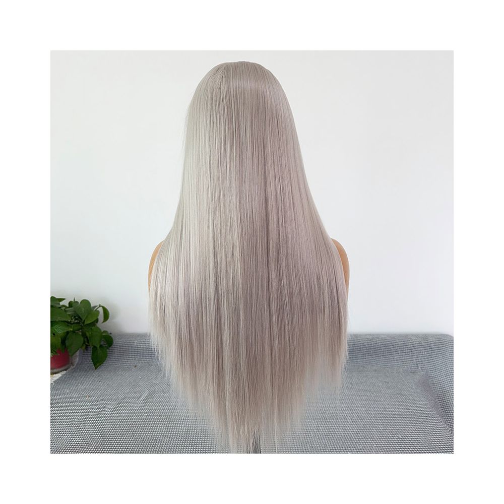 Verding Milk Tea Grey Wig Set Matte 13 4 Hand Hook Front Lace Mesh Full Top Headset Anime COS Versatile