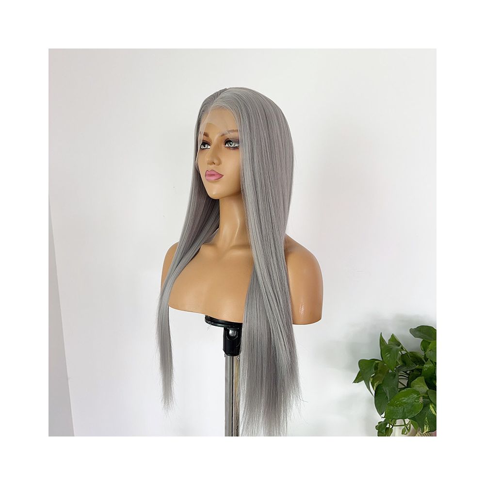 Safiros Dark Grey Full Headset Wig Long Straight Hair Hand Hook Lace 13 4 Matte High Temperature Silk Versatile Cos image 2