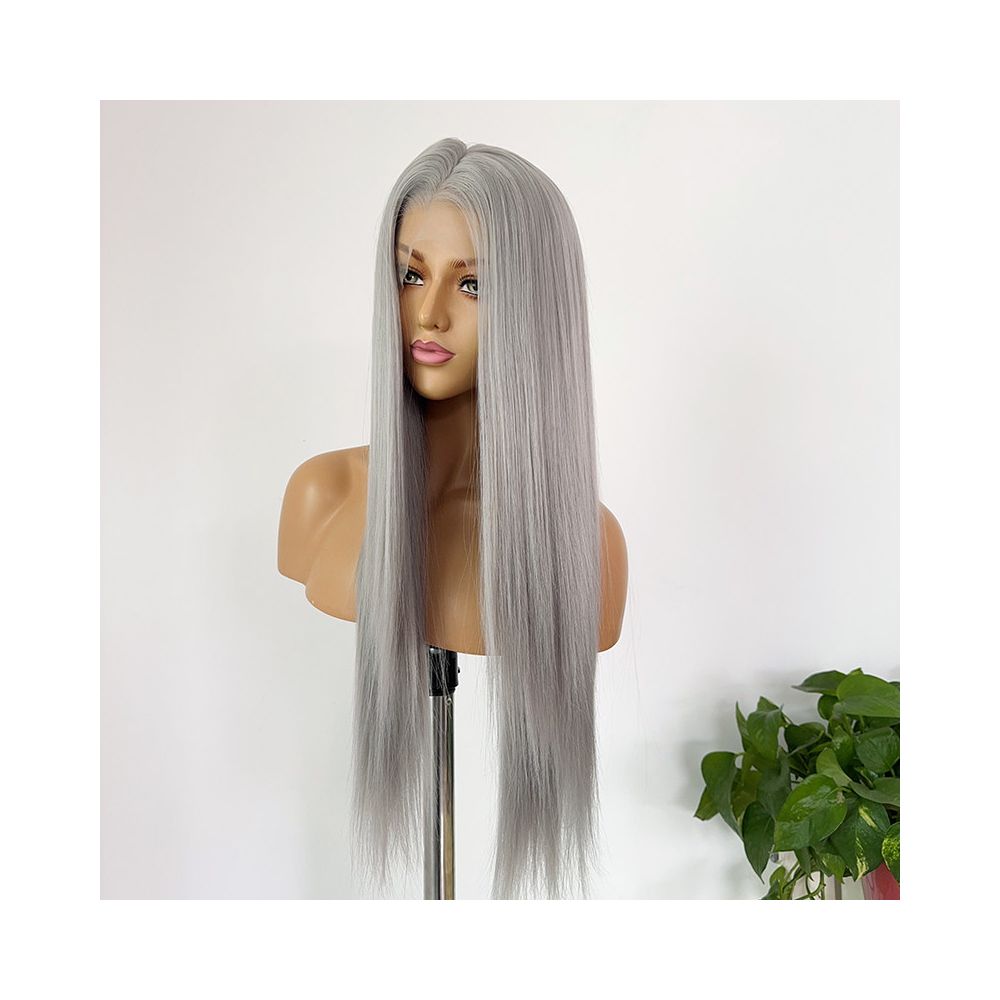 Safiros Dark Grey Full Headset Wig Long Straight Hair Hand Hook Lace 13 4 Matte High Temperature Silk Versatile Cos image 3