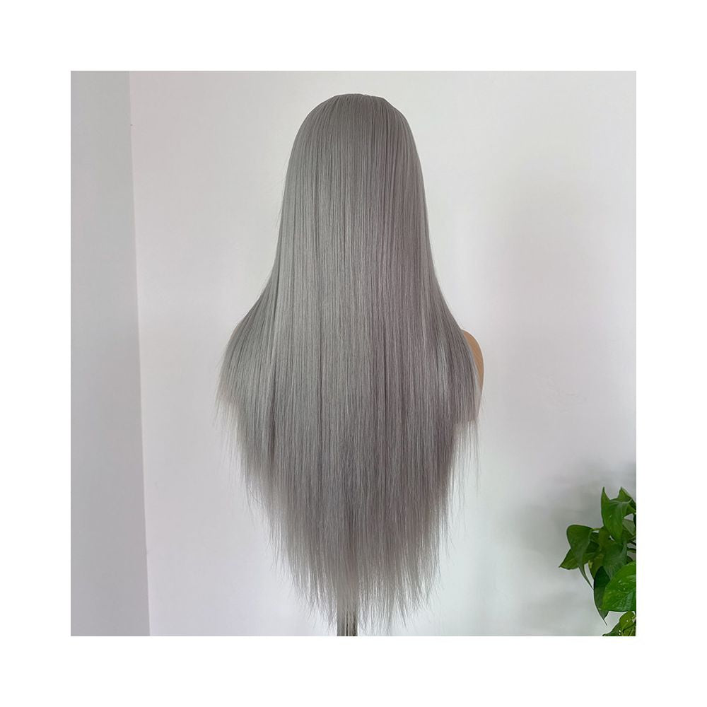Safiros Dark Grey Full Headset Wig Long Straight Hair Hand Hook Lace 13 4 Matte High Temperature Silk Versatile Cos image 5