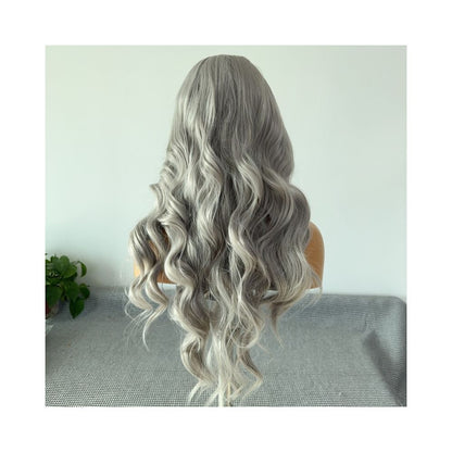 Safiros Dark Grey Full Headset Wig Long Straight Hair Hand Hook Lace 13 4 Matte High Temperature Silk Versatile Cos