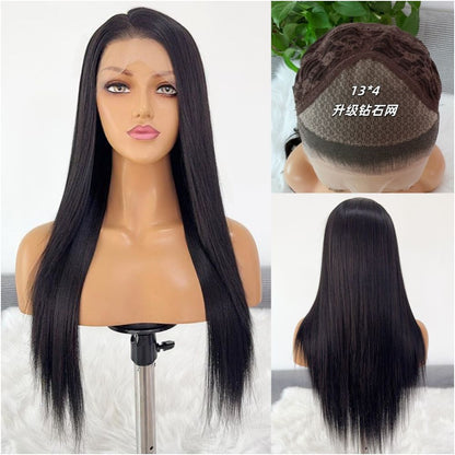 Wig natural black long straight Japanese silk hand hook lace versatile cos wig simulation hairline full head cover for women image 1