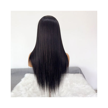 Wig natural black long straight Japanese silk hand hook lace versatile cos wig simulation hairline full head cover for women image 5