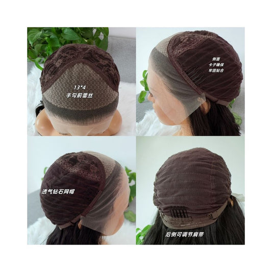 Wig natural black long straight Japanese silk hand hook lace versatile cos wig simulation hairline full head cover for women