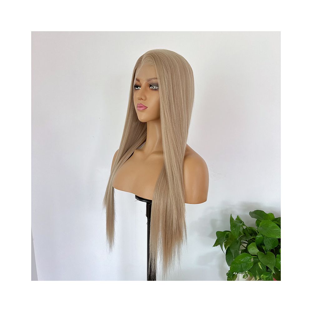 Blonde loli honey gold long straight hair wig full head set high temperature silk hook lace wig versatile cos hair girl image 3