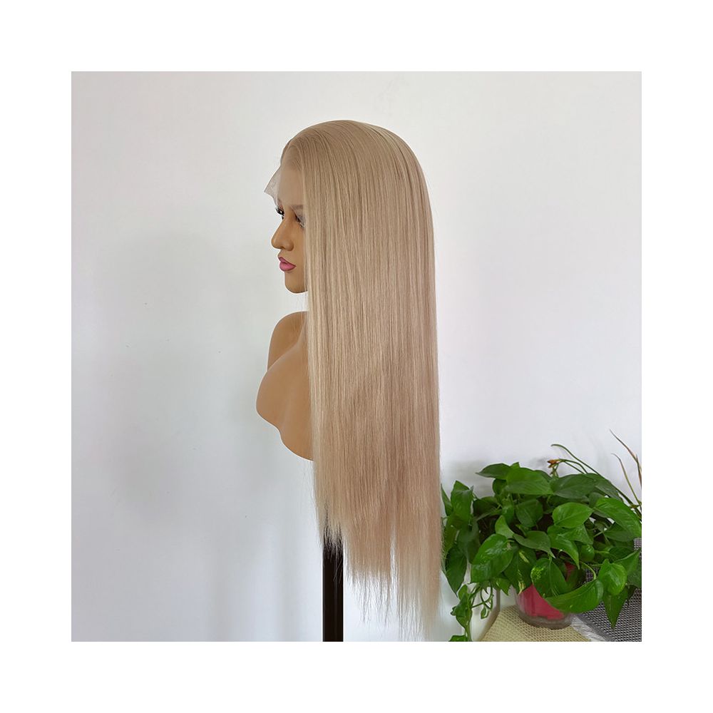 Blonde loli honey gold long straight hair wig full head set high temperature silk hook lace wig versatile cos hair girl image 4