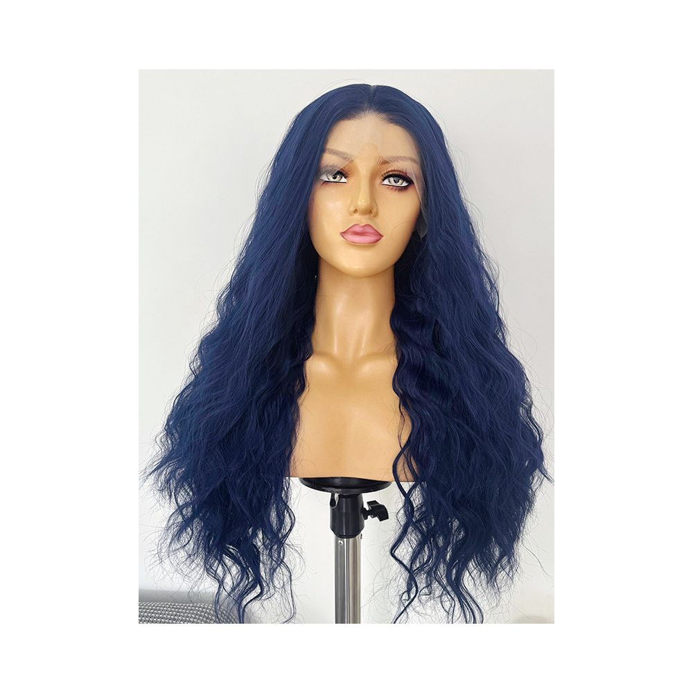 Lolita Ink Blue Doll Roll Long Hair Wig Full Headset Female Versatile Synthetic Fiber Hand Hook Front Lace Versatile Cos image 1