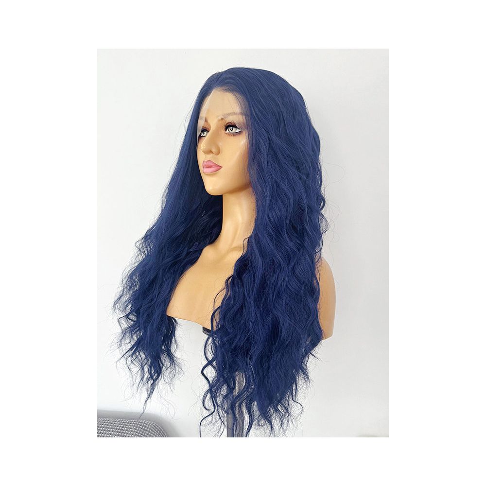 Lolita Ink Blue Doll Roll Long Hair Wig Full Headset Female Versatile Synthetic Fiber Hand Hook Front Lace Versatile Cos image 2