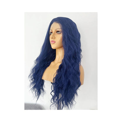 Lolita Ink Blue Doll Roll Long Hair Wig Full Headset Female Versatile Synthetic Fiber Hand Hook Front Lace Versatile Cos image 2