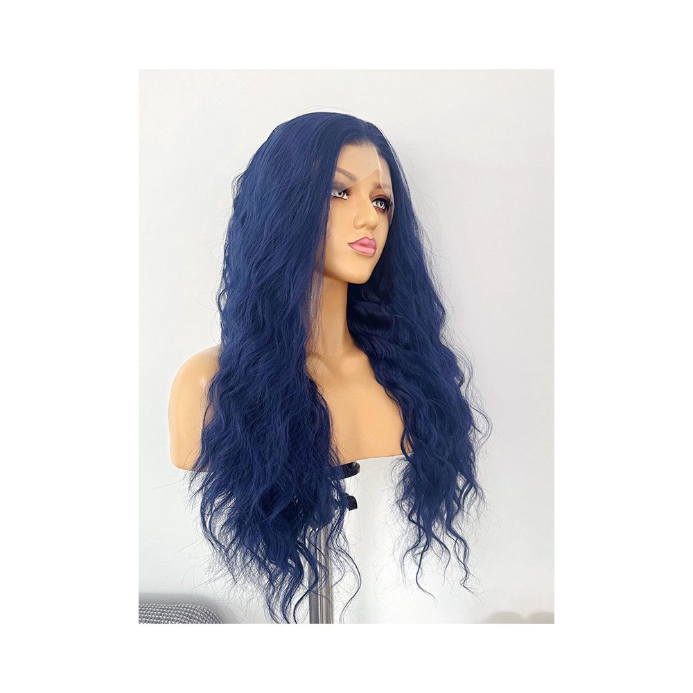 Lolita Ink Blue Doll Roll Long Hair Wig Full Headset Female Versatile Synthetic Fiber Hand Hook Front Lace Versatile Cos image 3