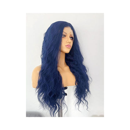 Lolita Ink Blue Doll Roll Long Hair Wig Full Headset Female Versatile Synthetic Fiber Hand Hook Front Lace Versatile Cos image 3