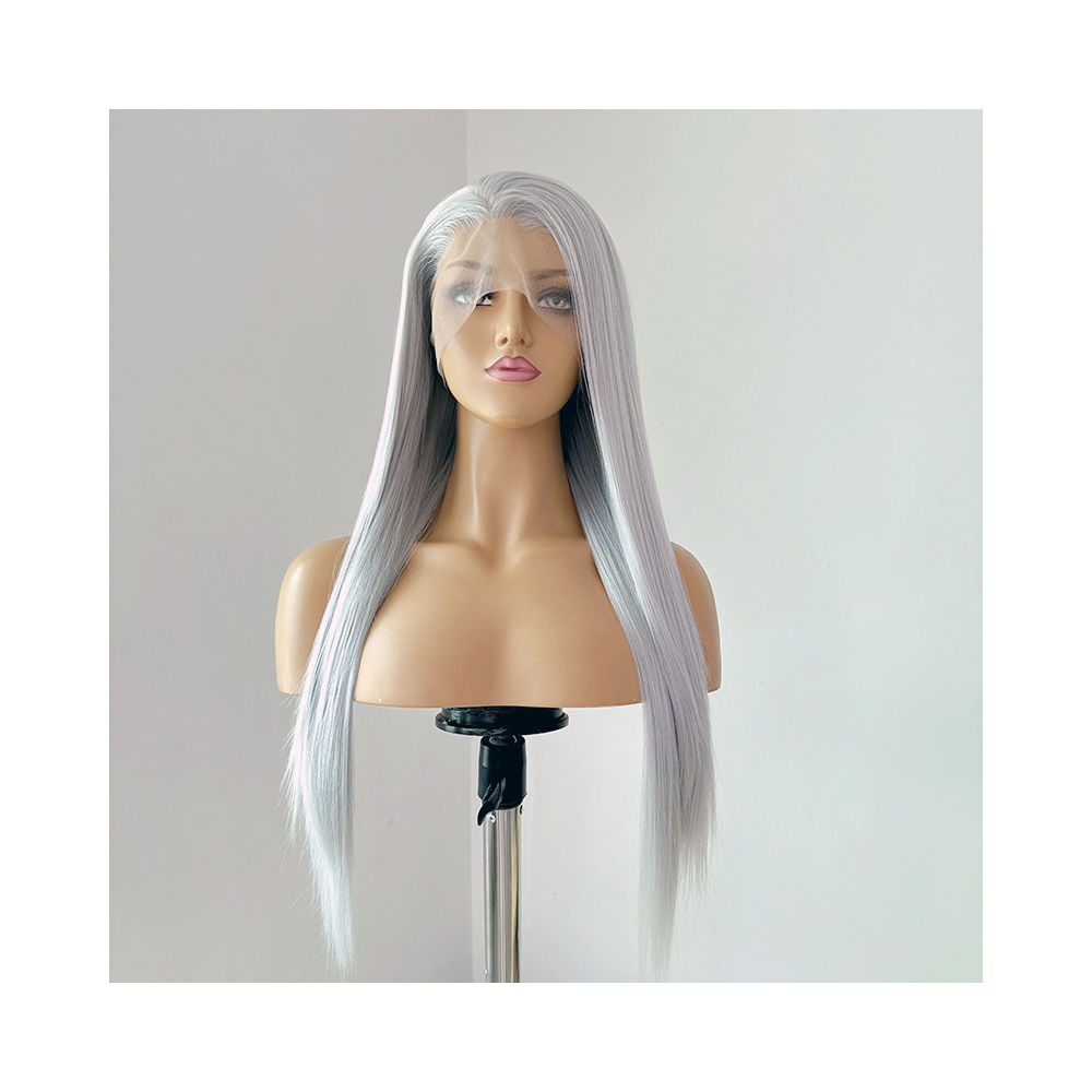 Victor Silver Grey Wig Full Headset Long Straight Versatile COS Wig Anime Headset Hook Front Lace image 3