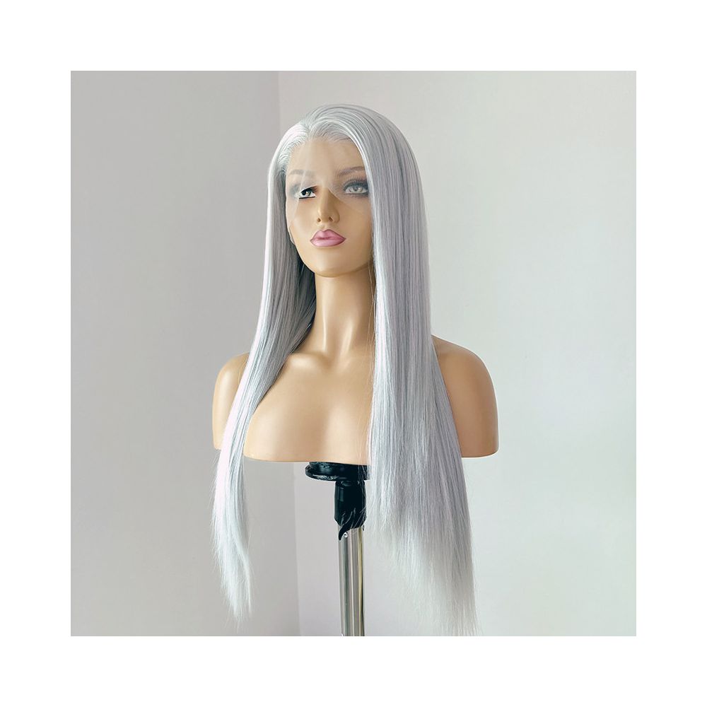 Victor Silver Grey Wig Full Headset Long Straight Versatile COS Wig Anime Headset Hook Front Lace image 4