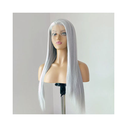 Victor Silver Grey Wig Full Headset Long Straight Versatile COS Wig Anime Headset Hook Front Lace image 4