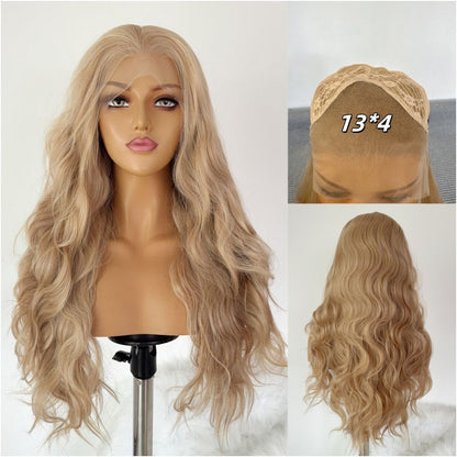 Golden dyed curly hair wig full head cover 13x4 hand hook front lace versatile COS plays the role of a trendy wavy curly woman image 1