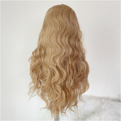 Golden dyed curly hair wig full head cover 13x4 hand hook front lace versatile COS plays the role of a trendy wavy curly woman