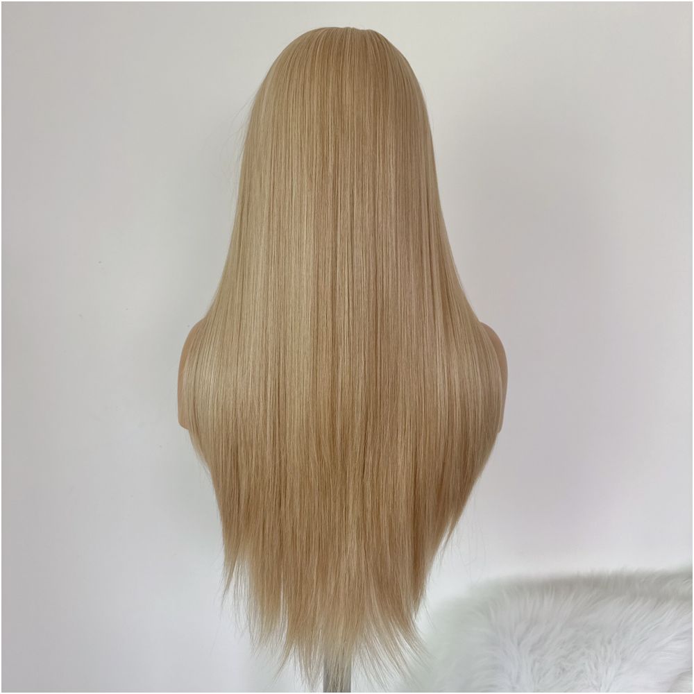Golden dyed curly hair wig full head cover 13x4 hand hook front lace versatile COS plays the role of a trendy wavy curly woman