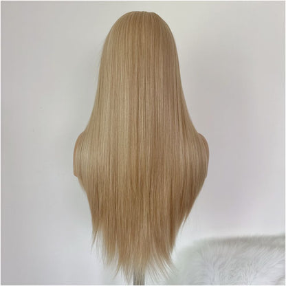Golden dyed curly hair wig full head cover 13x4 hand hook front lace versatile COS plays the role of a trendy wavy curly woman