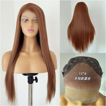 Sakura Hazelnut Brown Wig Full Headset Long Straight Hair Versatile Hairy Girl Cosy Wig Female Hand Hook Lace 13x4 image 0