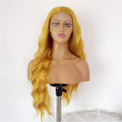 Doria Golden Wig Full Headset Curly Long Hair Hand Hook Lace 13x4 Heat Resistant High Temperature Silk Wig Cos image 2