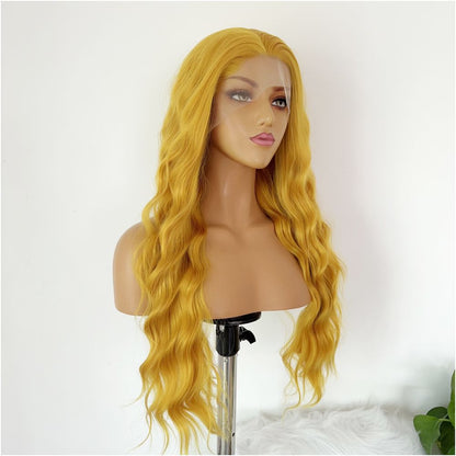 Doria Golden Wig Full Headset Curly Long Hair Hand Hook Lace 13x4 Heat Resistant High Temperature Silk Wig Cos image 4