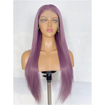 Raspberry purple wig long straight hair versatile COS wig full head cover hand hook 13x4 lace synthetic wig high temperature silk image 0