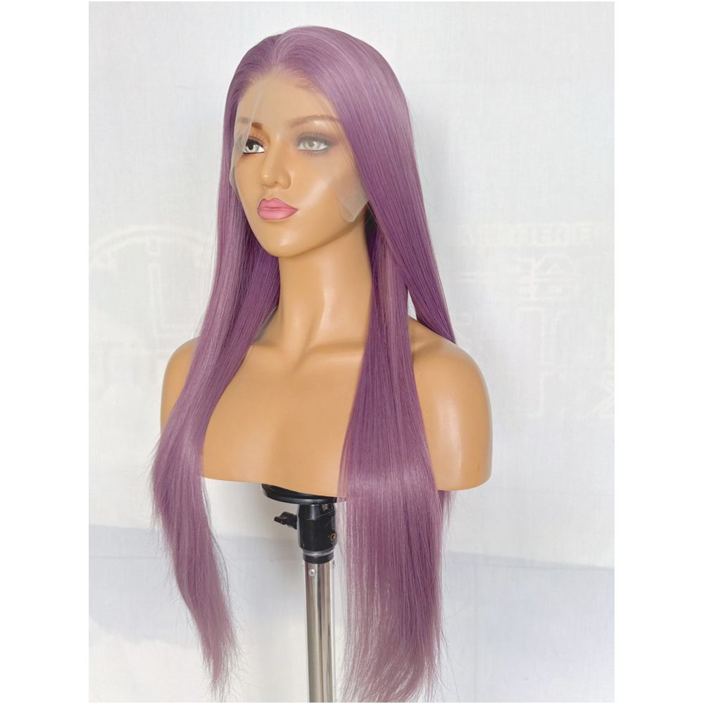 Raspberry purple wig long straight hair versatile COS wig full head cover hand hook 13x4 lace synthetic wig high temperature silk image 2