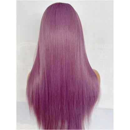 Raspberry purple wig long straight hair versatile COS wig full head cover hand hook 13x4 lace synthetic wig high temperature silk image 3