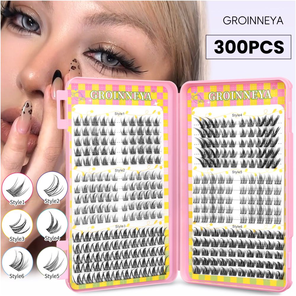 GROINNEYA 2025 New Large Capacity Eyelash Book 6 types of mixed natural segmented eyelashes image 1