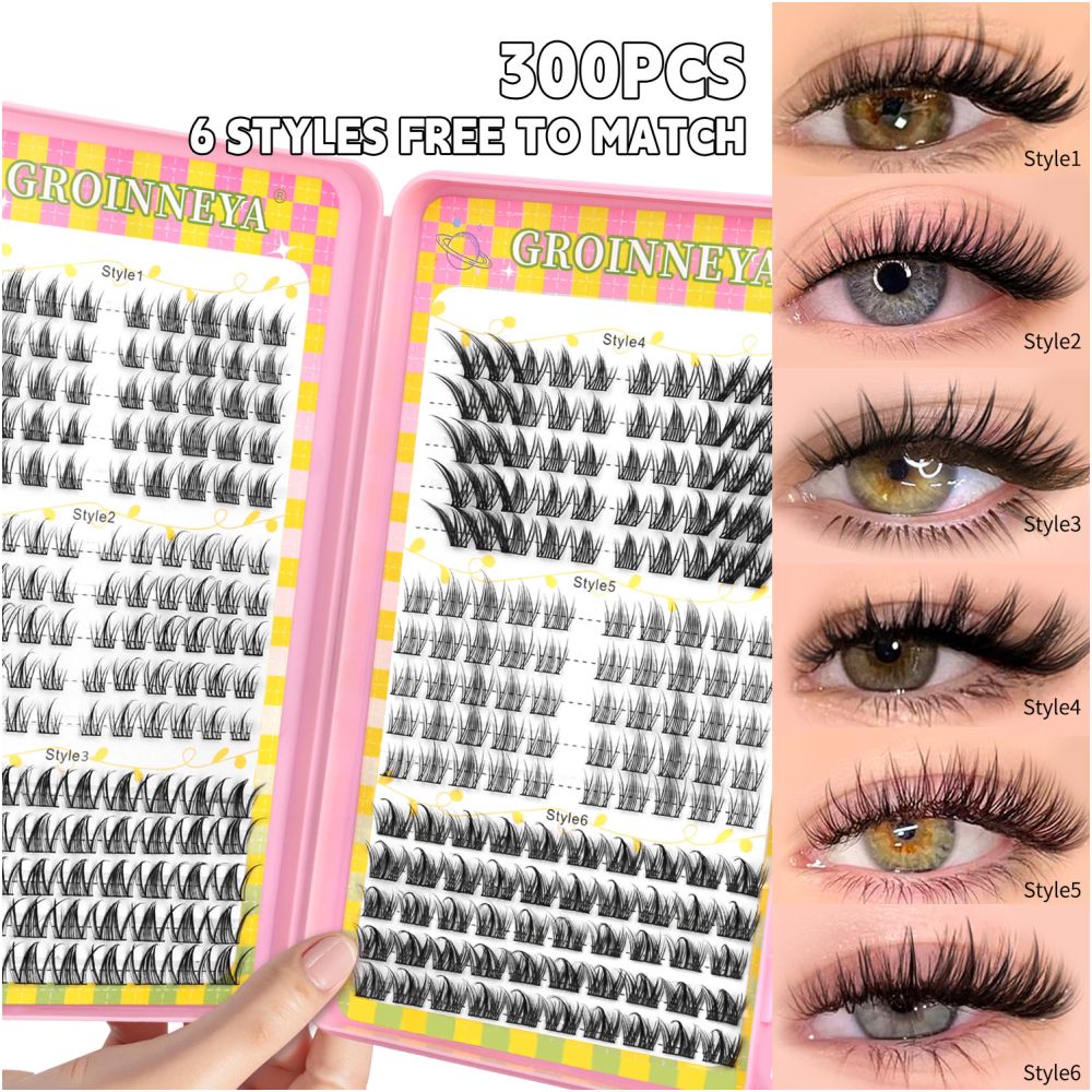 GROINNEYA 2025 New Large Capacity Eyelash Book 6 types of mixed natural segmented eyelashes image 2