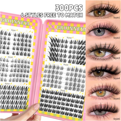 GROINNEYA 2025 New Large Capacity Eyelash Book 6 types of mixed natural segmented eyelashes image 2