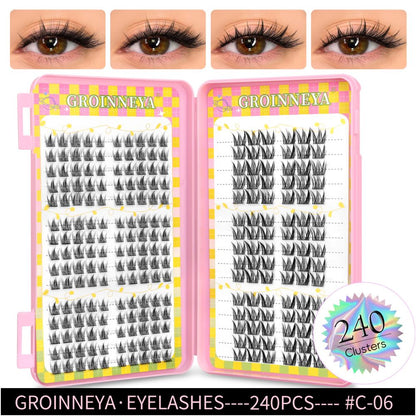 GROINNEYA 2025 New Large Capacity Eyelash Book 6 types of mixed natural segmented eyelashes