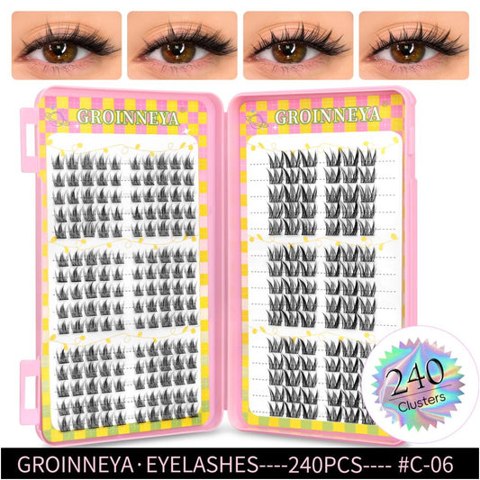 GROINNEYA 2025 New Large Capacity Eyelash Book 6 types of mixed natural segmented eyelashes