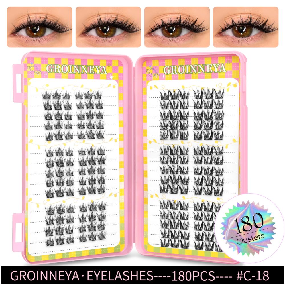 GROINNEYA 2025 New Large Capacity Eyelash Book 6 types of mixed natural segmented eyelashes